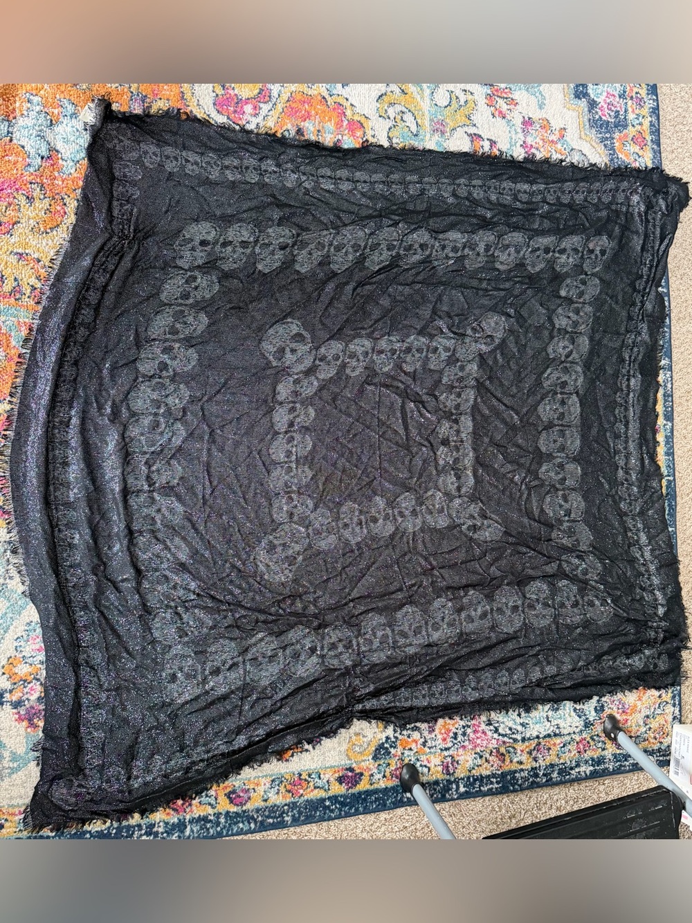 Zadig & Voltaire Black Metallic Printed Scarf